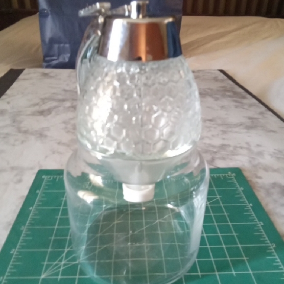 Elegant Glass Honey Dispenser with Silver Accents - Picture 1 of 5